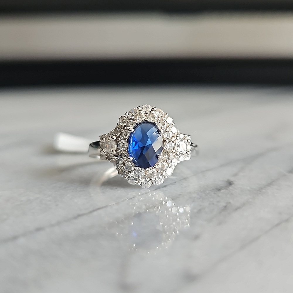 Sapphire ring, 925 Sterling Silver size 5
